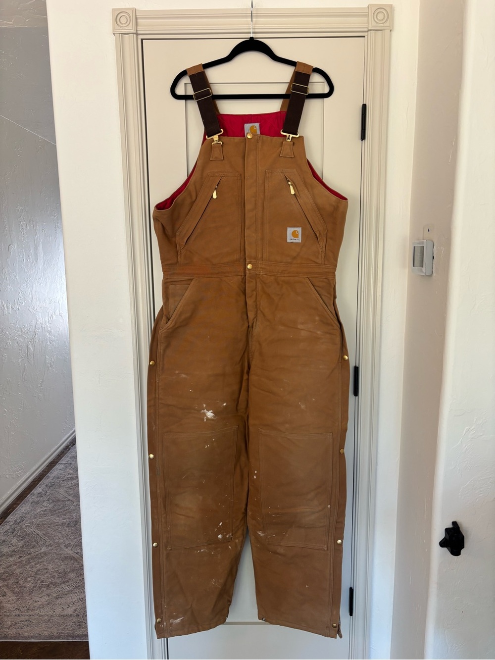 Carhartt Brown Duck Bib Overalls Quilt Lined USA Workwear Hunting Outdoor 38x32